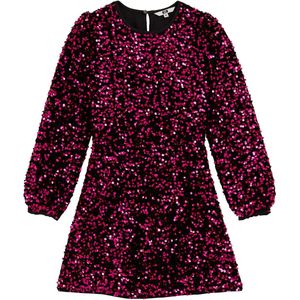 WE Fashion - Meisjes Jurk - Fuchsia - Met Pailletten - Regular Fit