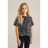 WE Fashion - Pailletten Top - Korte Mouwen - Ronde Hals - Glitter