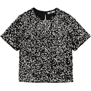 WE Fashion - Pailletten Top - Korte Mouwen - Ronde Hals - Glitter