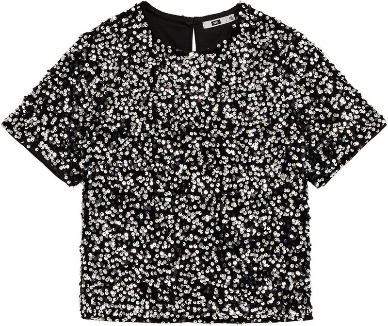WE Fashion - Pailletten Top - Korte Mouwen - Ronde Hals - Glitter