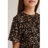 WE Fashion - Pailletten Top - Korte Mouwen - Ronde Hals