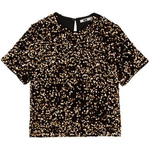 WE Fashion - Pailletten Top - Korte Mouwen - Ronde Hals
