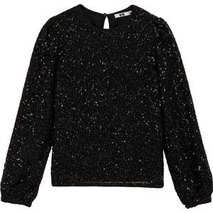 WE Fashion - T-shirt - Zwart - Pailletten