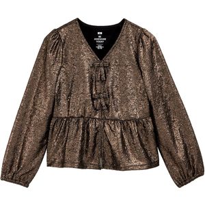 WE Fashion - T-shirt - Brons - Metallic Look - Regular Fit