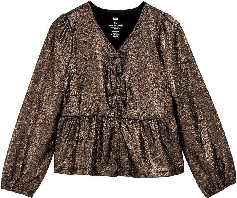 WE Fashion - T-shirt - Brons - Metallic Look - Regular Fit