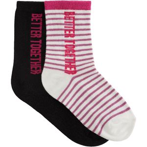 WE Fashion sokken - 2 paar roze/zwart/wit