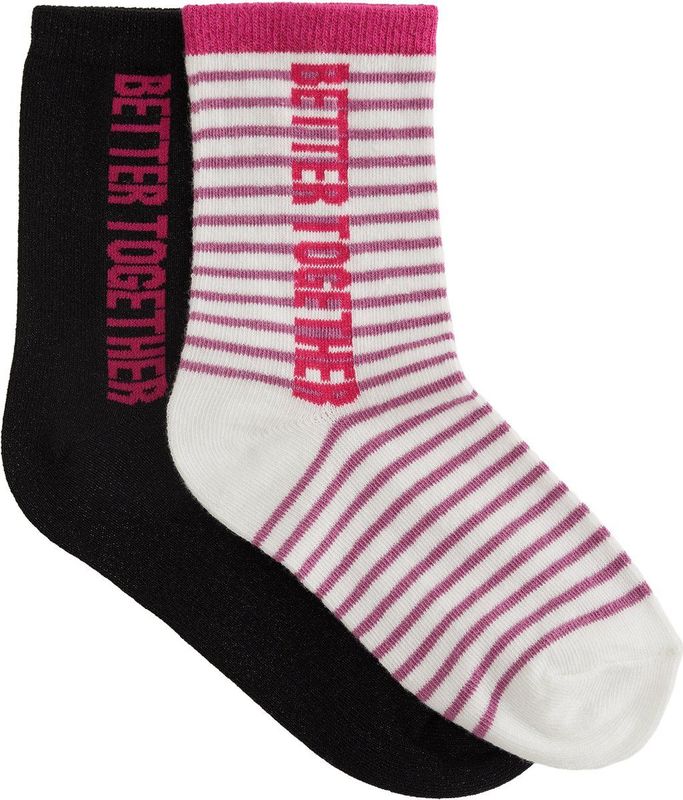 WE Fashion sokken - 2 paar roze/zwart/wit