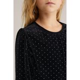 WE Fashion - Jurk - Zwart - Met Knoopsluiting - Strass Steentjes