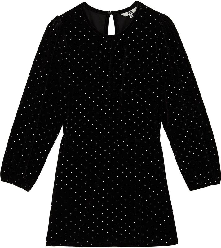 WE Fashion - Jurk - Zwart - Met Knoopsluiting - Strass Steentjes