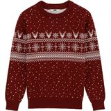 WE Fashion - Jongens trui met print - Regular fit - Donkerrood - Katoen - Maat: 98/104