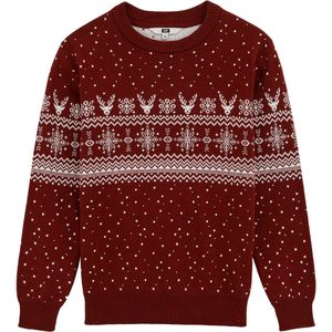 WE Fashion - Jongens trui met print - Regular fit - Donkerrood - Katoen - Maat: 98/104