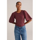 WE Fashion - Dames T-shirt - Saffraan Rood - Katoen