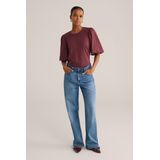 WE Fashion - Dames T-shirt - Saffraan Rood - Katoen