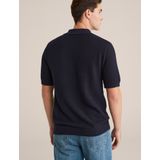 WE Fashion - Regular Fit - Polo - Donkerblauw - Fijngebreid - Biologisch Katoen