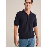 WE Fashion - Regular Fit - Polo - Donkerblauw - Fijngebreid - Biologisch Katoen
