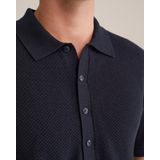 WE Fashion - Regular Fit - Polo - Donkerblauw - Fijngebreid - Biologisch Katoen