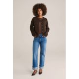 WE Fashion - Blue Ridge - High Waist Wide Leg Jeans - Donkerblauw Denim