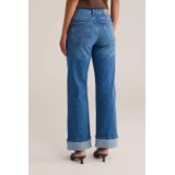 WE Fashion - Blue Ridge - High Waist Wide Leg Jeans - Donkerblauw Denim