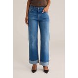 WE Fashion - Blue Ridge - High Waist Wide Leg Jeans - Donkerblauw Denim
