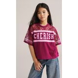 WE Fashion - T-shirt - Aubergine - Meisjes - Katoen