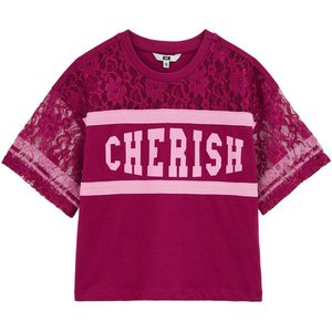 WE Fashion - T-shirt - Aubergine - Meisjes - Katoen