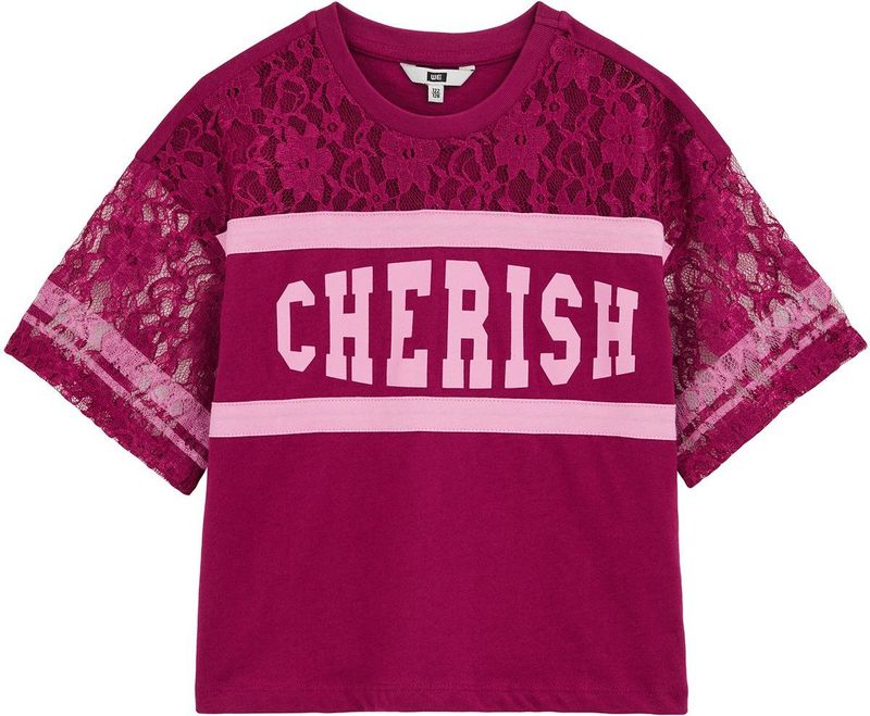 WE Fashion - T-shirt - Aubergine - Meisjes - Katoen