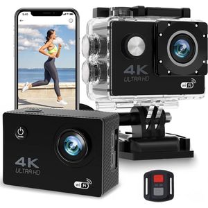 PolderGoods - Action Camera - 4K - 12MP - 30FPS - 170D Waterdicht - Inclusief Accessoires