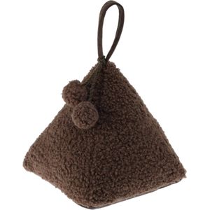 Deurstopper Teddy - bruin - 17 x 17 x 16 - polyester - piramide vorm - met verplaats lus - Deurstoppers