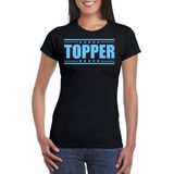 Bellatio Decorations Verkleed T-shirt voor dames - topper - zwart - blauwe glitters - feestkleding