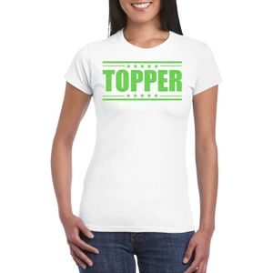 Toppers in Concert 2025 - Bellatio Decorations Verkleed T-shirt voor dames - topper - wit - groene glitters - feestkleding XXL