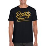 Bellatio Decorations - Verkleed T-shirt - Zwart - Goud Glitter - Carnaval