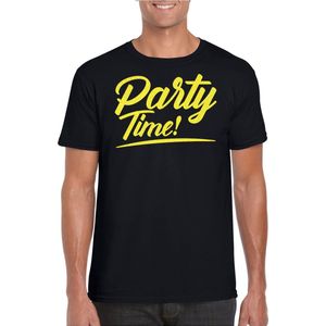 Bellatio Decorations Verkleed T-shirt voor heren - party time - zwart - geel glitter - carnaval