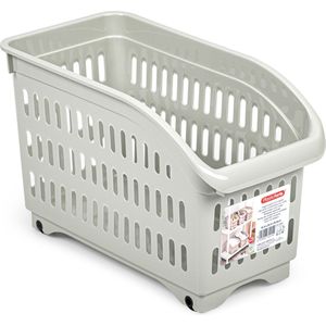 Plasticforte opberg Trolley Container - beige - op wieltjes - L30 x B15 x H18 cm - kunststof - opslag box/bak - 8 liter
