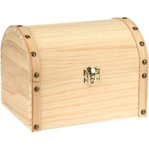 Houten schatkistje met sluiting en deksel - 20 x 15 x 15 cm - Sieraden/spulletjes/sleutels - Hobbybasisvoorwerp