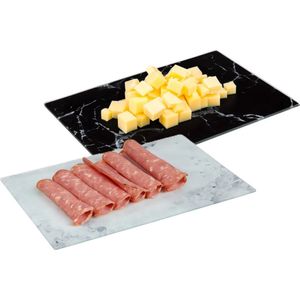 Gehard glazen snijplank - hygiënisch en krasbestendig - set van 2