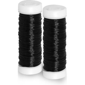 Sieraden maken draad - 2x - zwart - 0.3 mm dik - 50 meter snoer - haakdraad