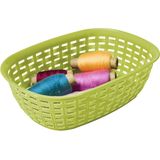 Hega Hogar Opbergmandje/kastmandje - limegroen - 3 liter - kunststof - 21 x 30 x 7 cm - kleine opslag bakjes - manden