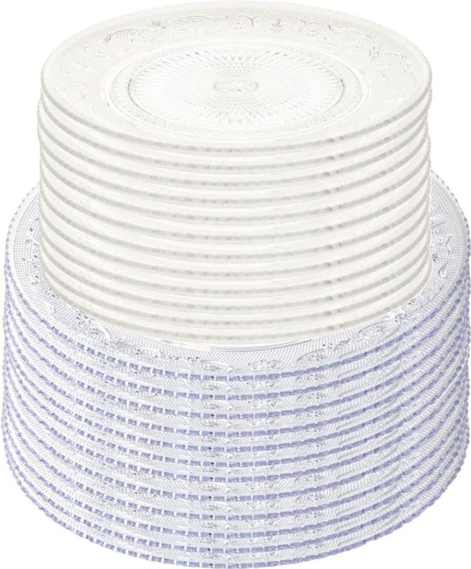 Plasticforte - Onbreekbare Gebak/ Taart Bordjes - Transparant - Kunststof - Set van 24
