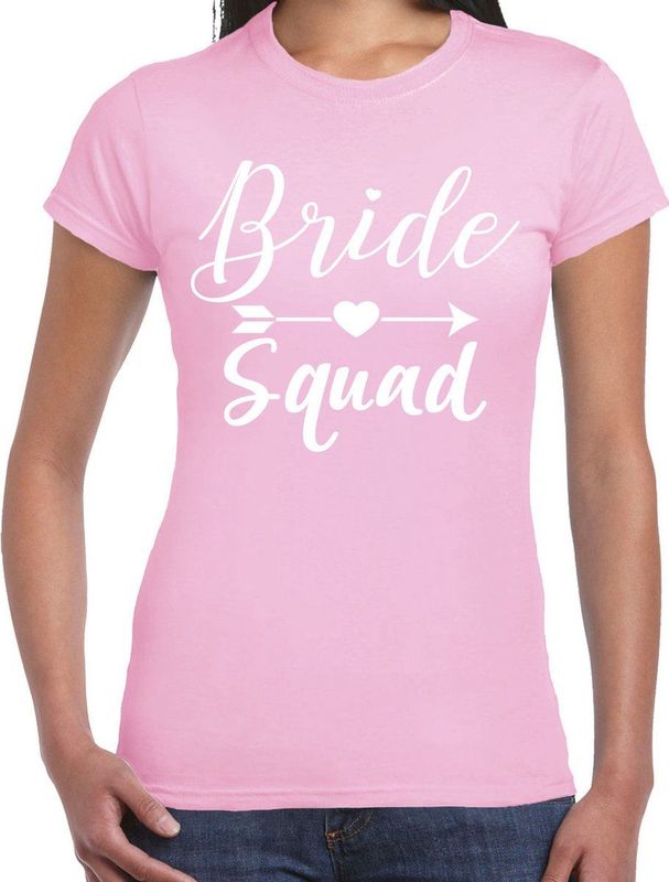 Bellatio Decorations - Bride Squad - T-shirt - Licht Roze - 100% Katoen