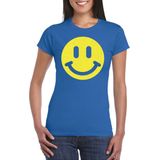 Bellatio Decorations - Verkleed T-shirt - Blauw - Smile Emoticon