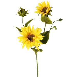 Kunstbloem Zonnebloem tak - 60 cm - geel - kunst zijdebloem - decoratie bloemen