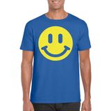 Bellatio Decorations - Verkleed T-shirt - Blauw - Smiley