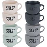 Cosy & Trendy - Soepbekers/soepkommen - Set van 8 - Keramiek - Mix Kleuren - 510 ml
