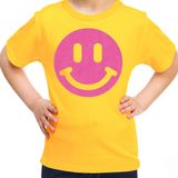 Bellatio Decorations - T-shirt - Geel - Smile Emoticon - Kinderen
