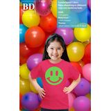 Bellatio Decorations - T-shirt - Blauw - Smile Emoticon - Kinderen