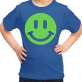 Bellatio Decorations - T-shirt - Blauw - Smile Emoticon - Kinderen