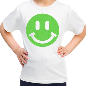 Bellatio Decorations - T-shirt - Wit - Smile Emoticon - Kinderen