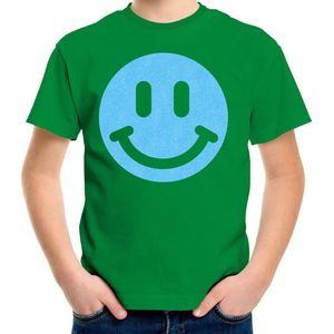 Bellatio Decorations T-shirt voor jongens - Smile Emoticon - groen - kinderen 134 140