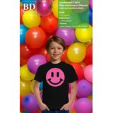 Bellatio Decorations T-shirt voor jongens - Smile Emoticon - blauw - kinderen 110 116