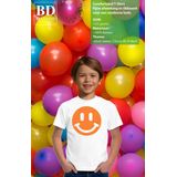 Bellatio Decorations - T-shirt - Blauw - Smile Emoticon - Kinderen